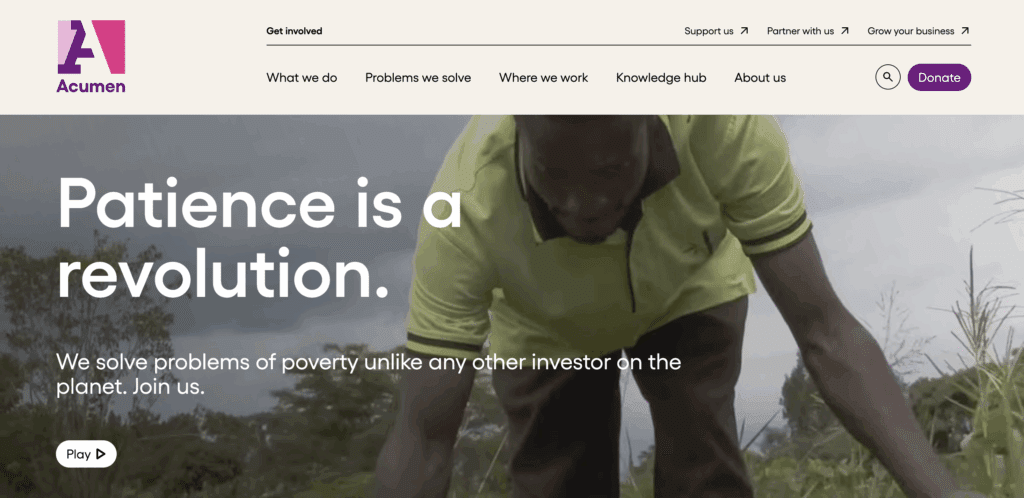 Acumen website homepage