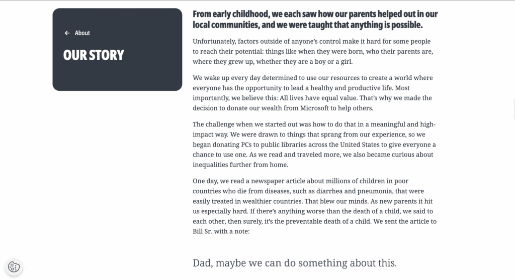 Gates Foundation website screenshot
