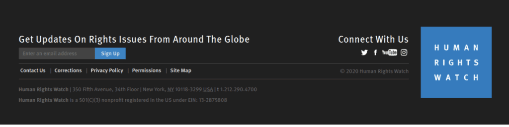 Human Rights Watch website screenshot