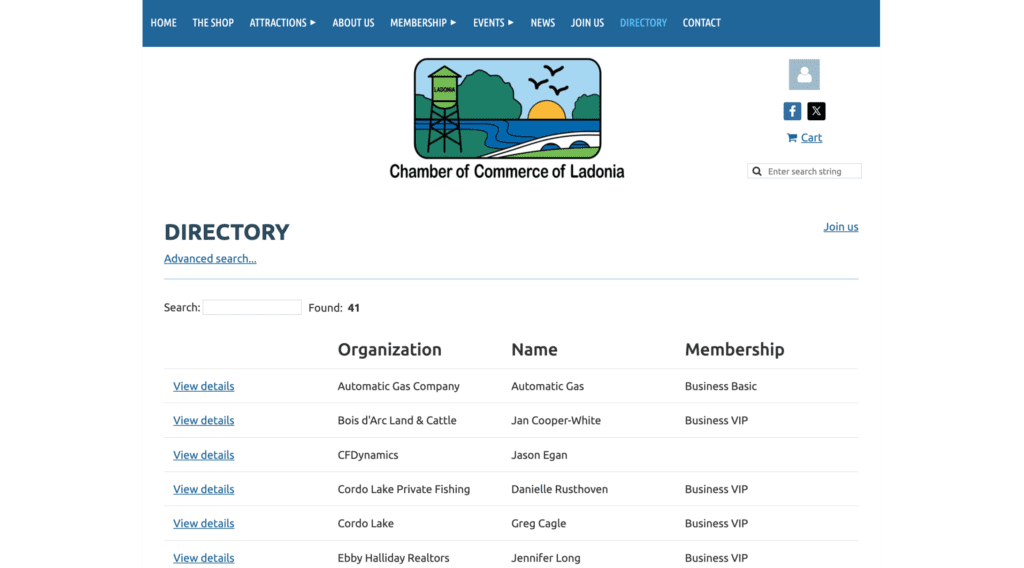 Chamber of Commerce of Ladonia Member Directory