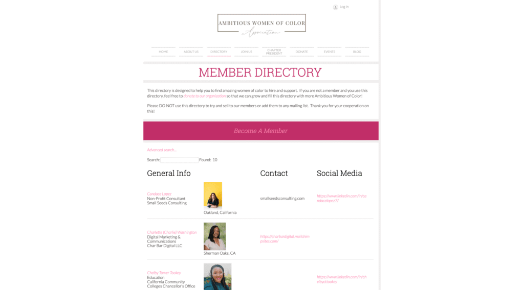 Ambitious Women of Color Association Member Directory